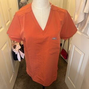 Figs Women's V-Neck Scrub Top in Burnt Orange
